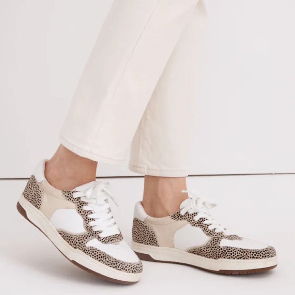 Madewell Court Spotted Calf Hair Sand Beige Multi Sneakers Women’s 9 Men’s 7.5